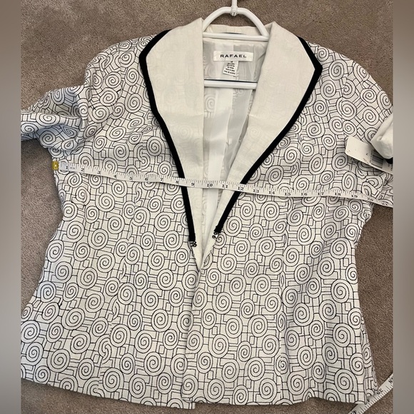 Rafael Y2K Black & White Linen Blend Open Front Jacket – Size 14 - Picture 7 of 10